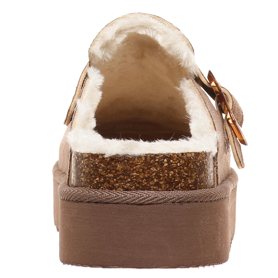 Sunday Platform Furry Suede Buckle Slide