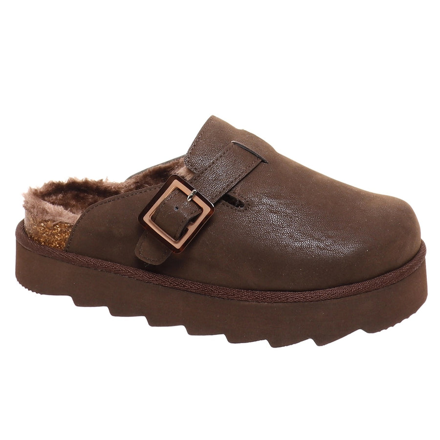 Sunday Platform Furry Suede Buckle Slide