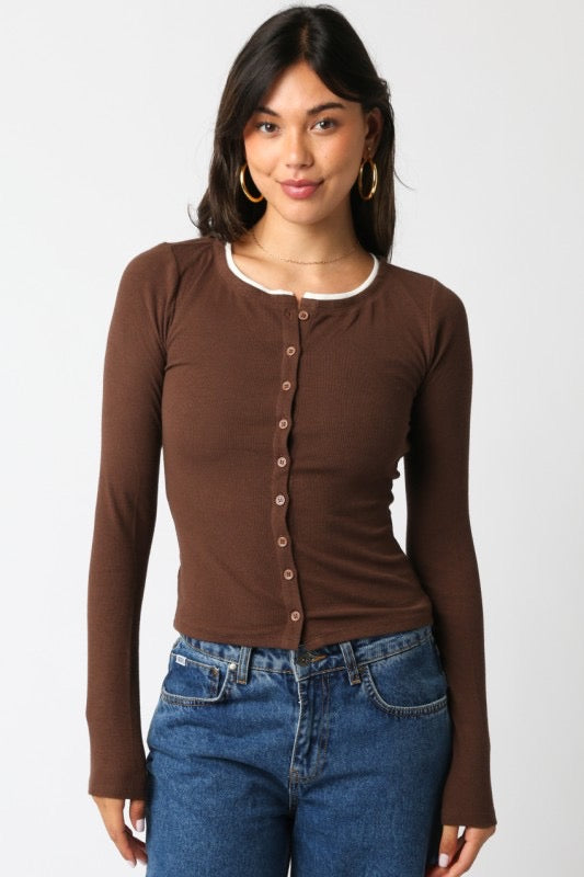 Saige Button Top
