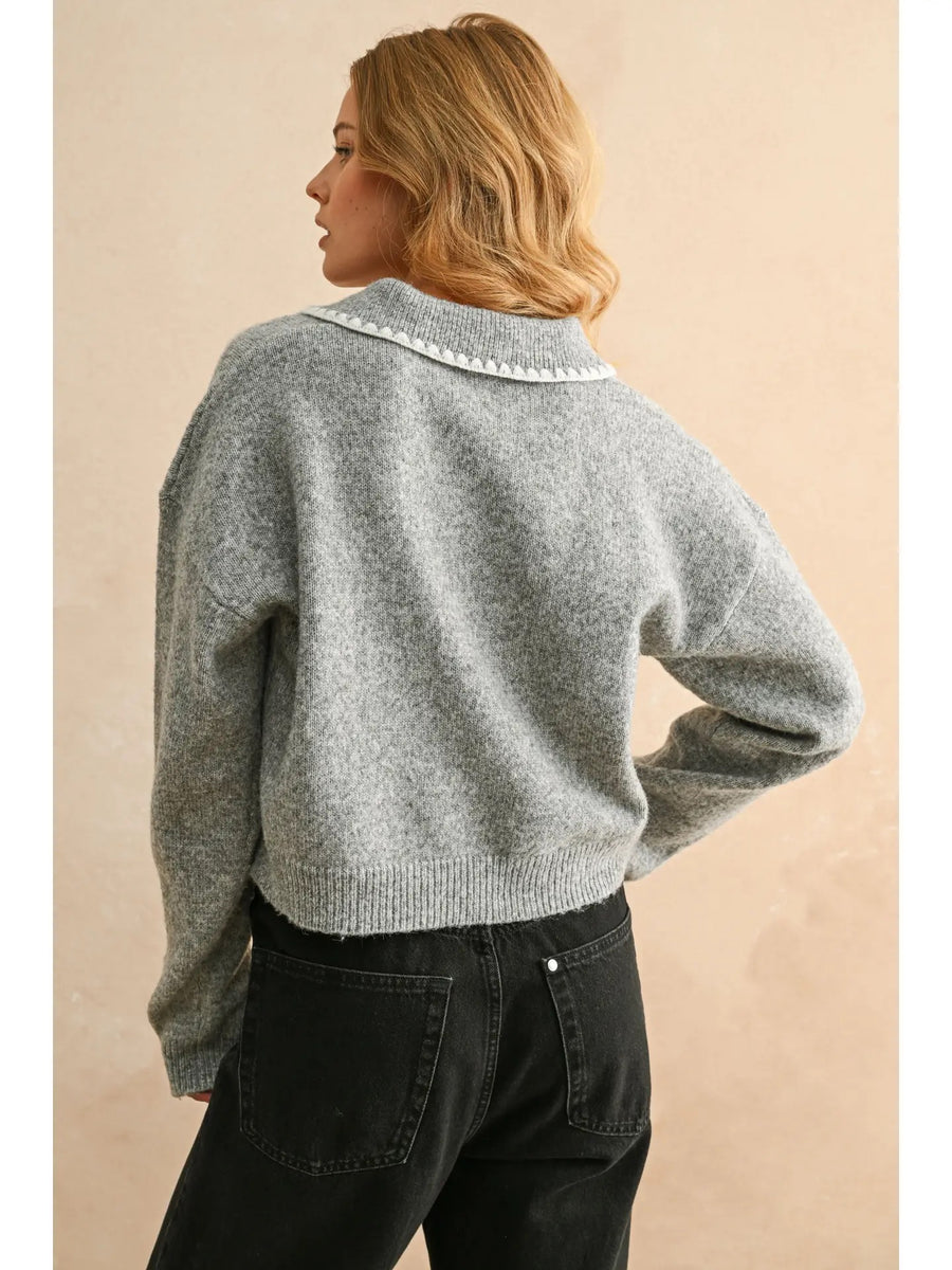 Stitch Detail Collared Sweater