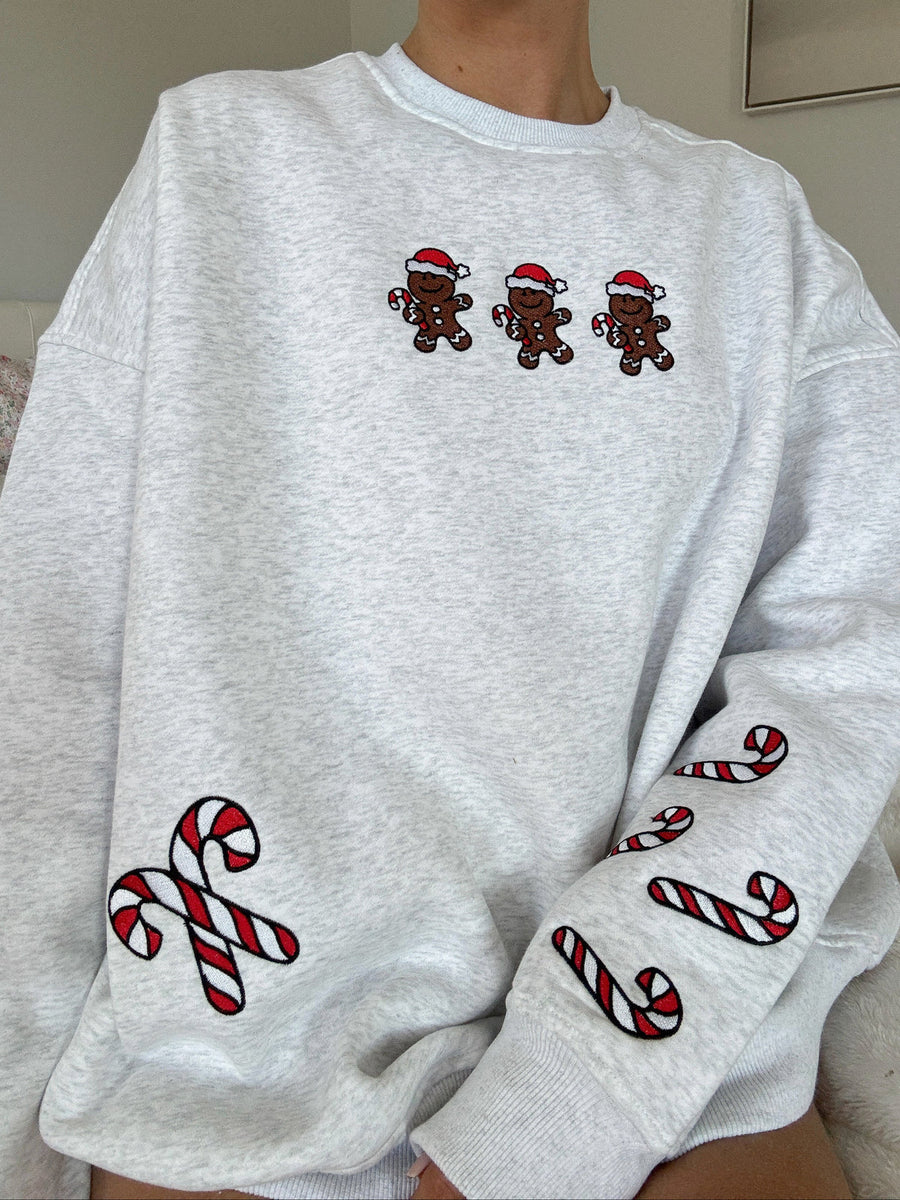 Gingerbread Recipe Christmas Embroidered Sweatshirt