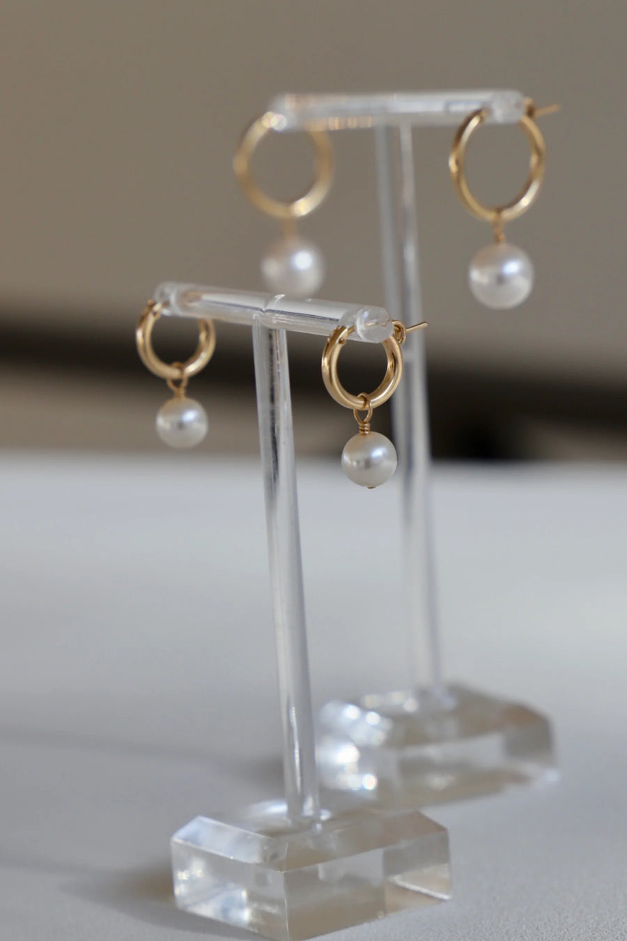 Audrey Gold Filled Pearl Hoop Earrings