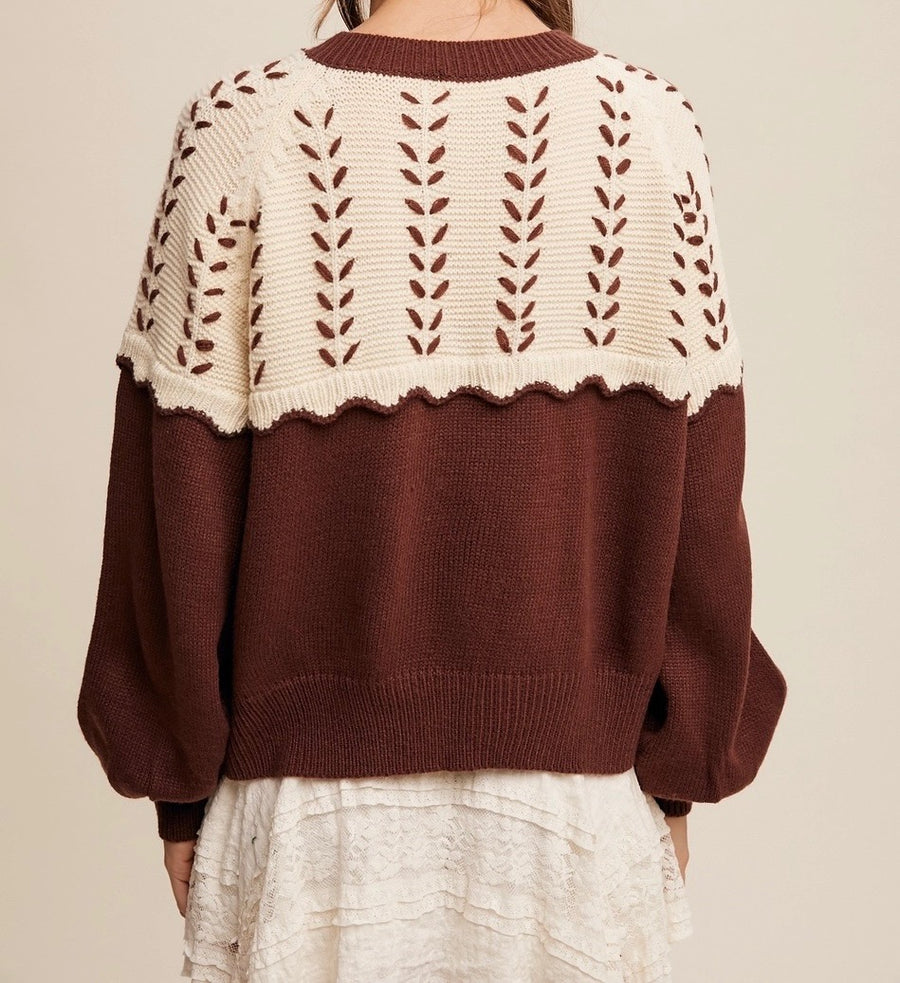 Colorblock Button-Up Cardigan