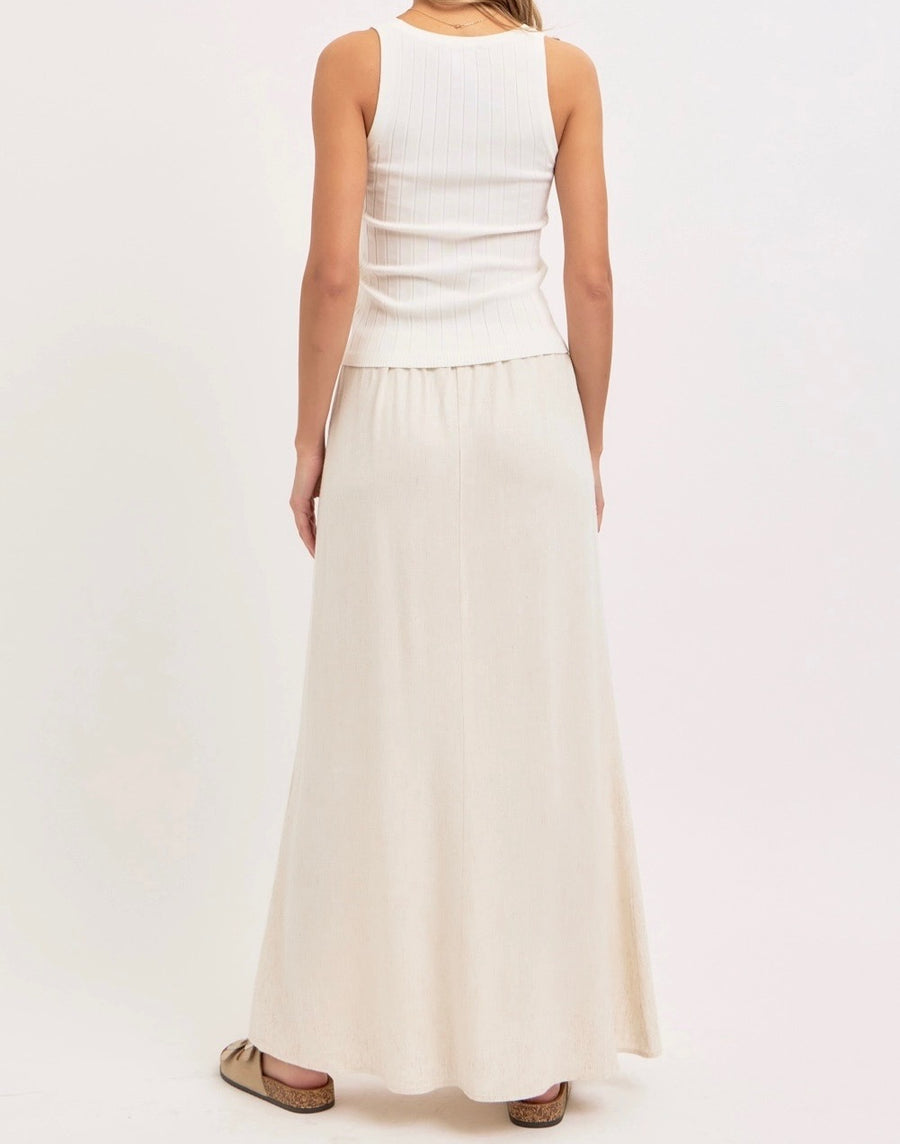 Linen Blend Tie-Waist Skirt