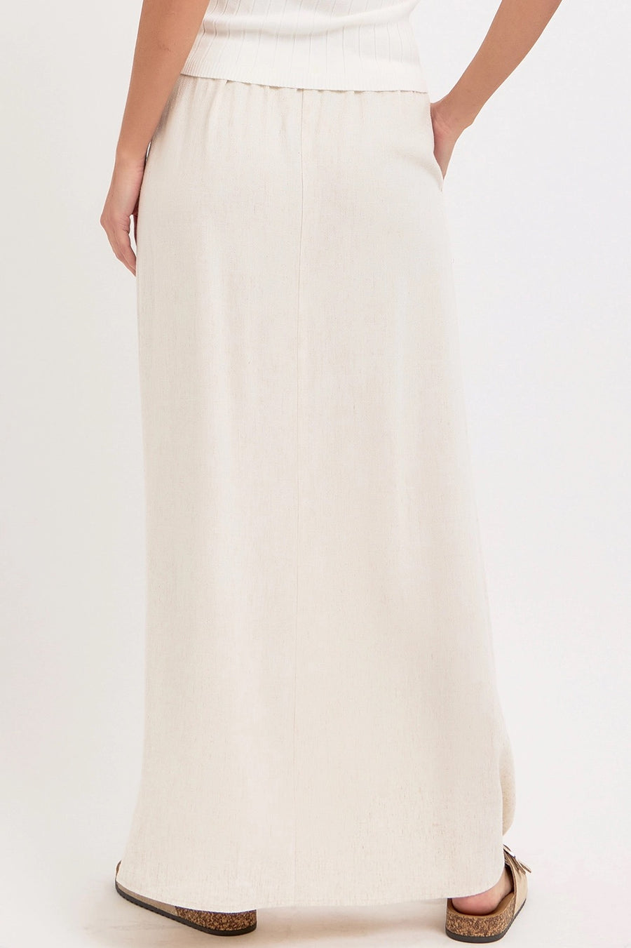 Linen Blend Tie-Waist Skirt