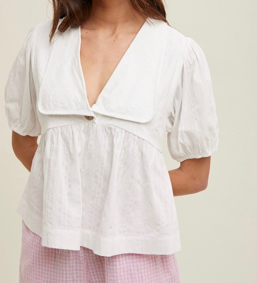 Collared Puff Sleeve Blouse