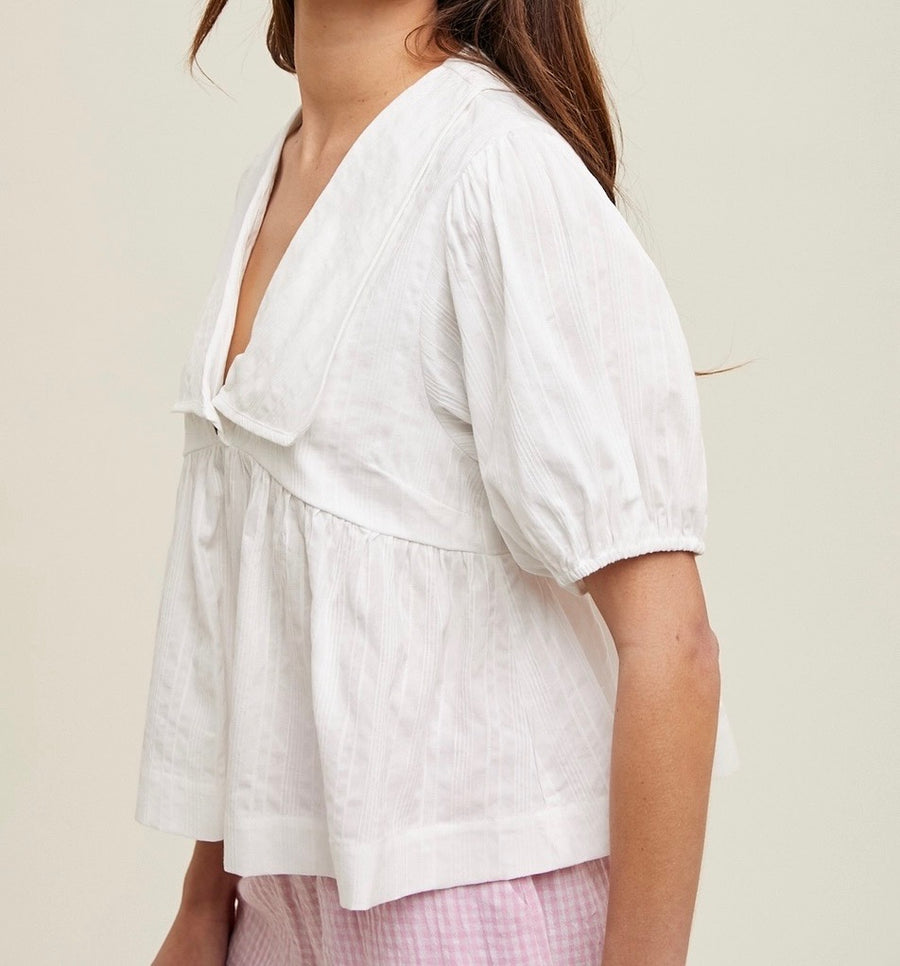 Collared Puff Sleeve Blouse