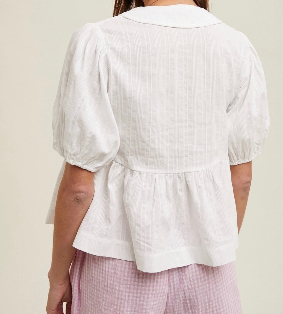 Collared Puff Sleeve Blouse