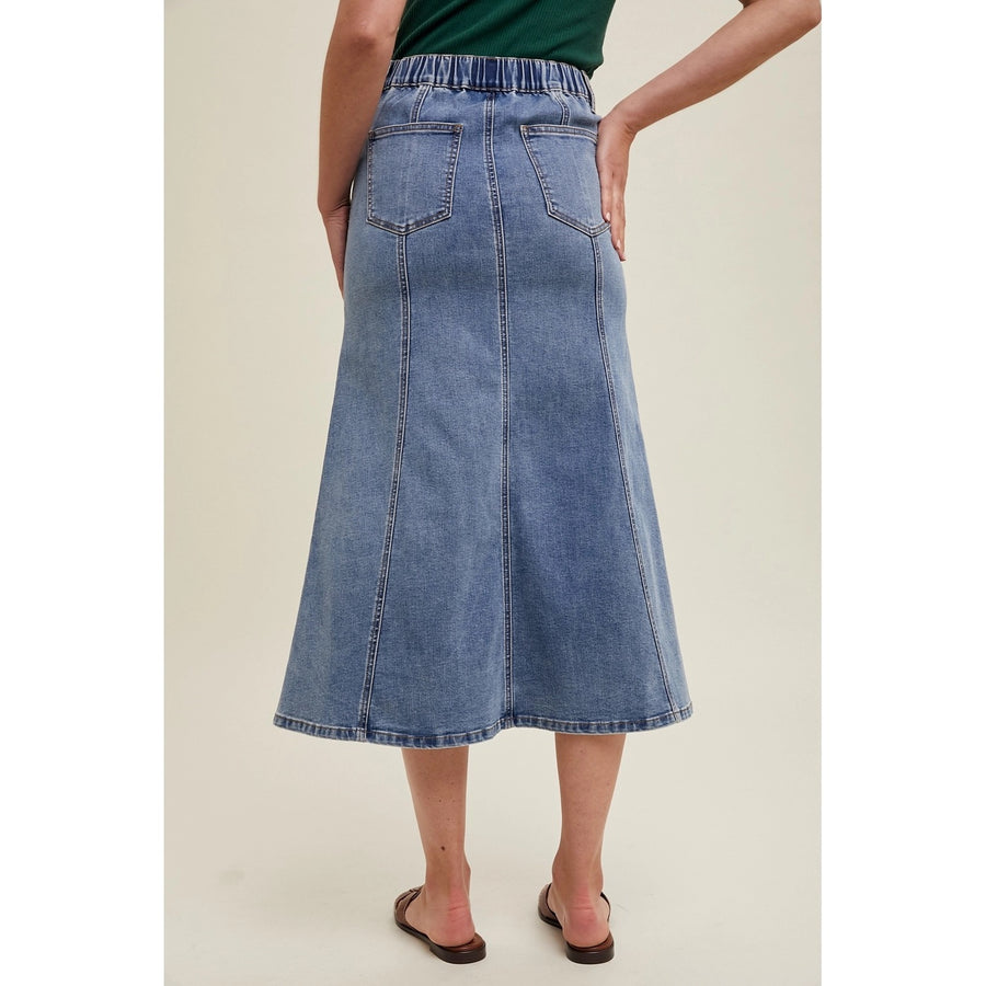 Flare Midi Denim Skirt
