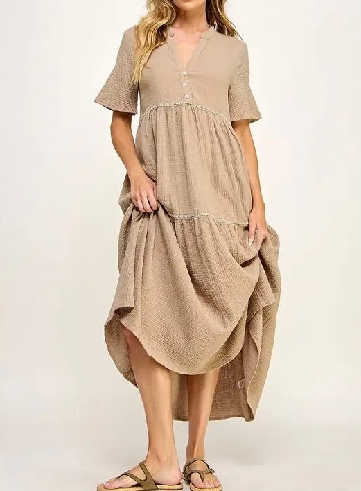 Gauze Short Sleeve Dress