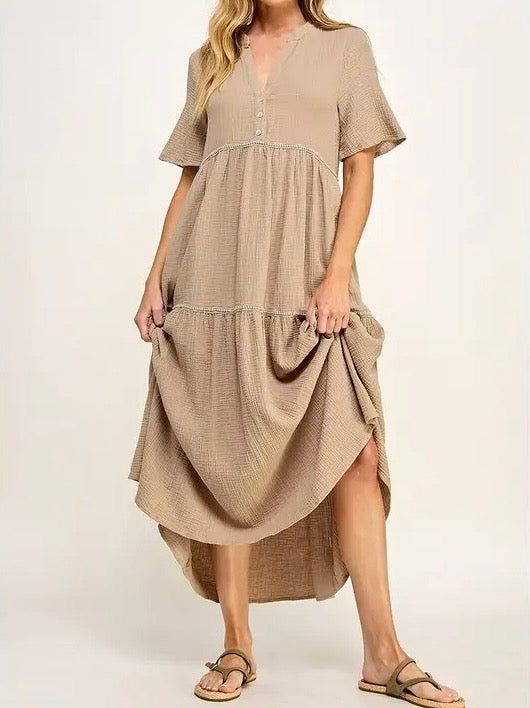 Gauze Short Sleeve Dress