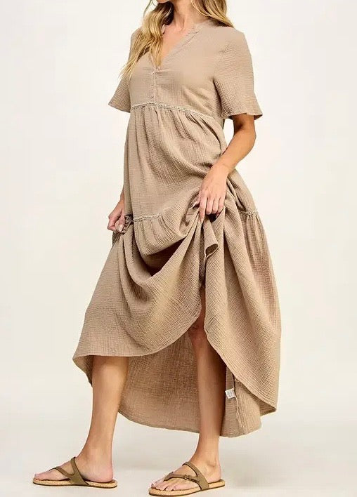 Gauze Short Sleeve Dress