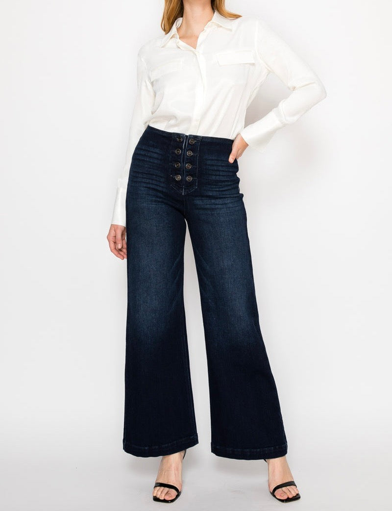 Eco Friendly Ultra High Rise Slim Palazzo Sailor Jeans