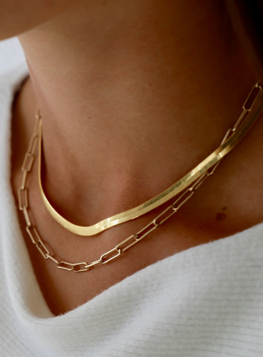 Herringbone Chain Necklace - Gold