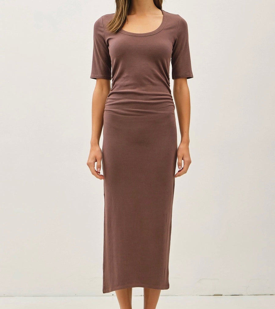 Ribbed Scoop Neck Midi Dress