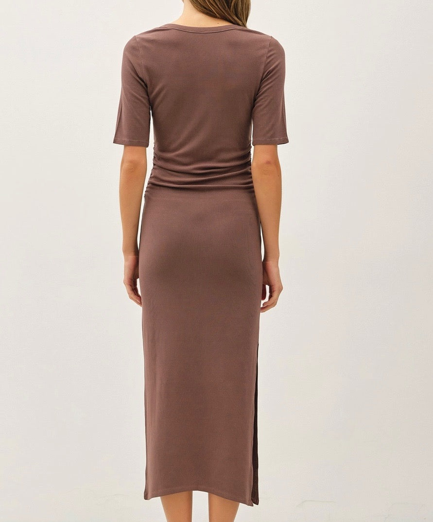 Ribbed Scoop Neck Midi Dress