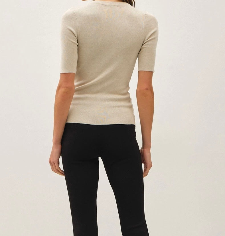 Half Sleeve Rib Knit Top