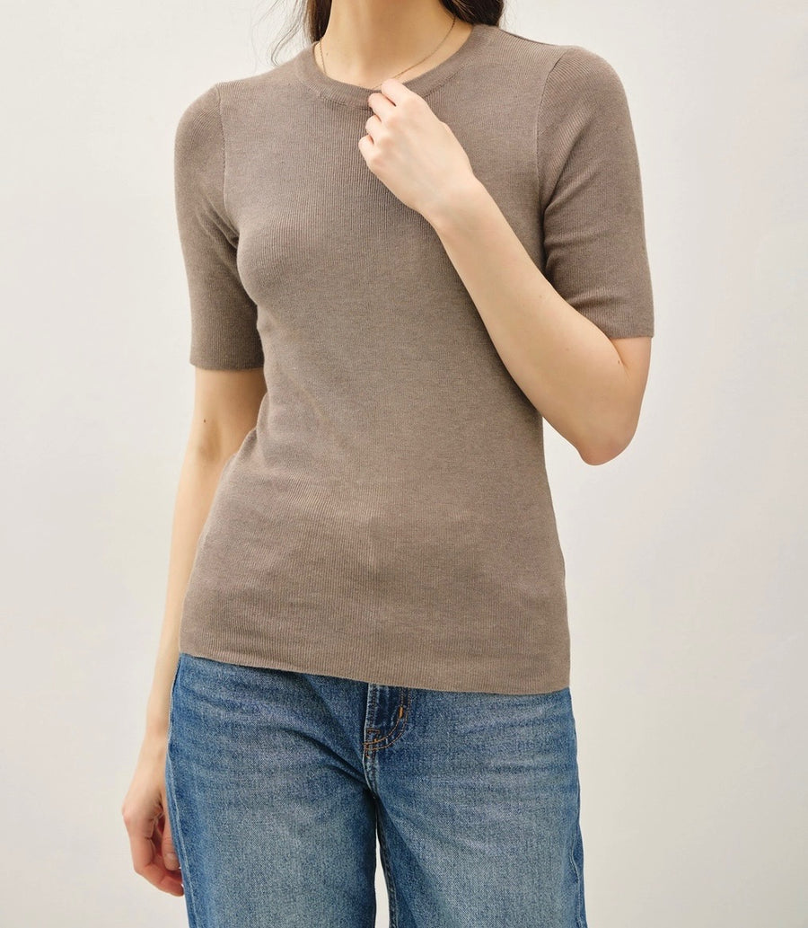 Half Sleeve Rib Knit Top