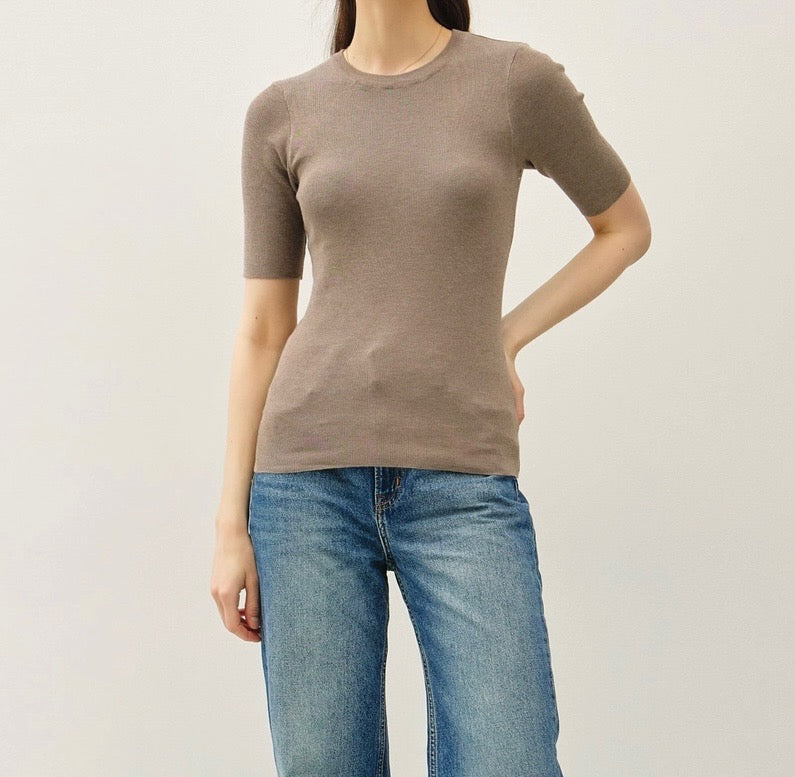 Half Sleeve Rib Knit Top