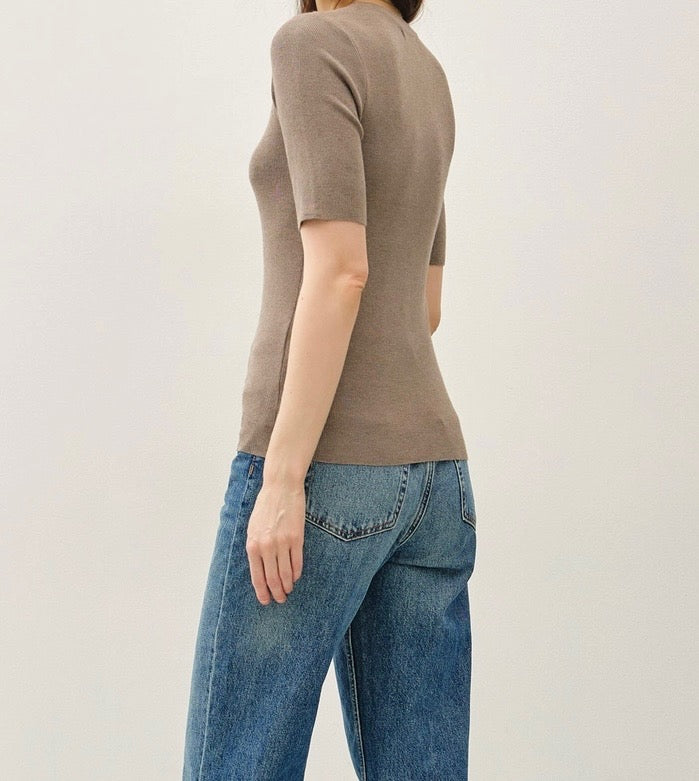 Half Sleeve Rib Knit Top