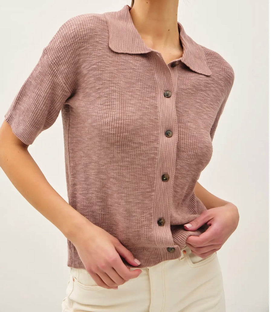 Collared Button Up Knit Top