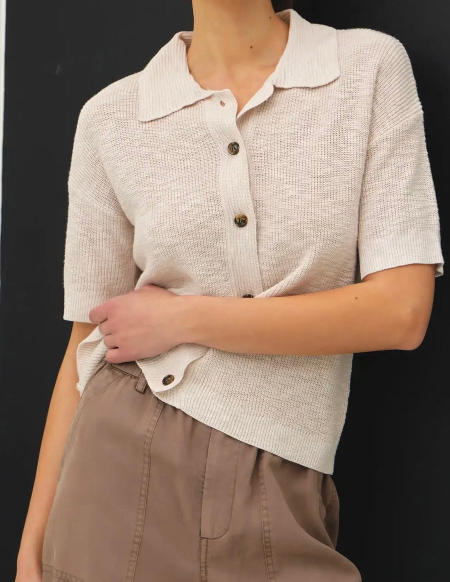 Collared Button Up Knit Top