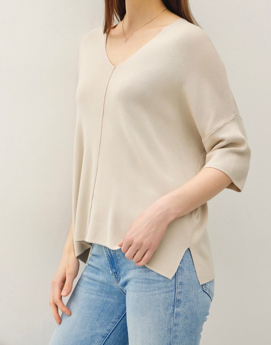 Knit V-Neck Short Sleeve Sweater