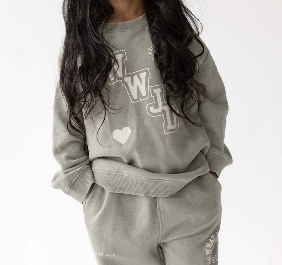 WWJD Varsity Kids Crewneck