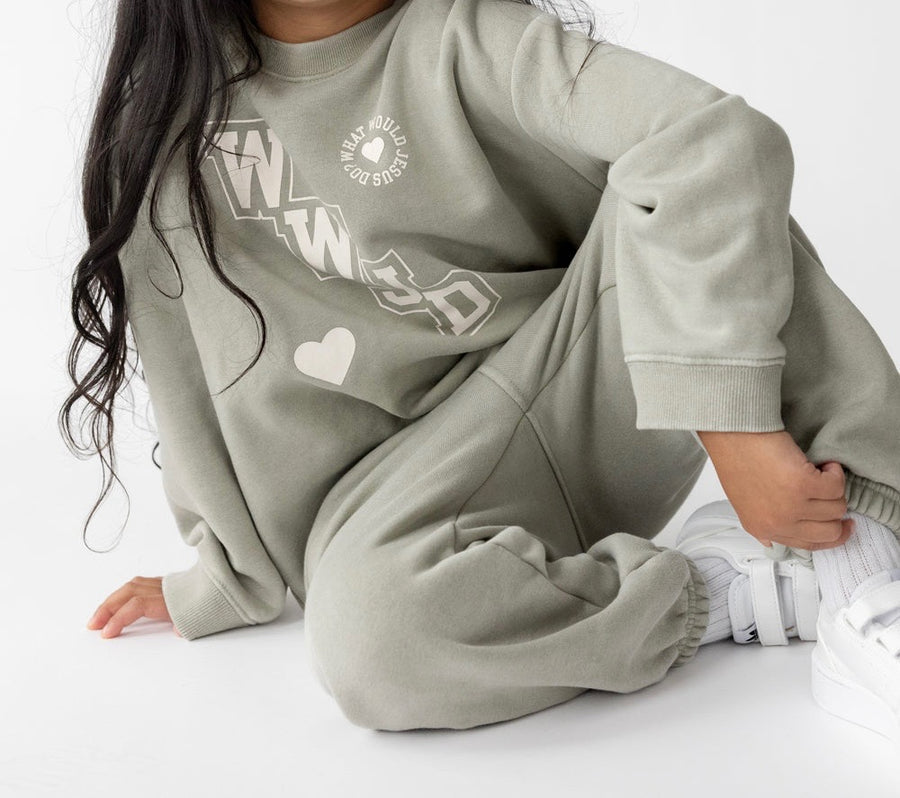 WWJD Varsity Kids Crewneck