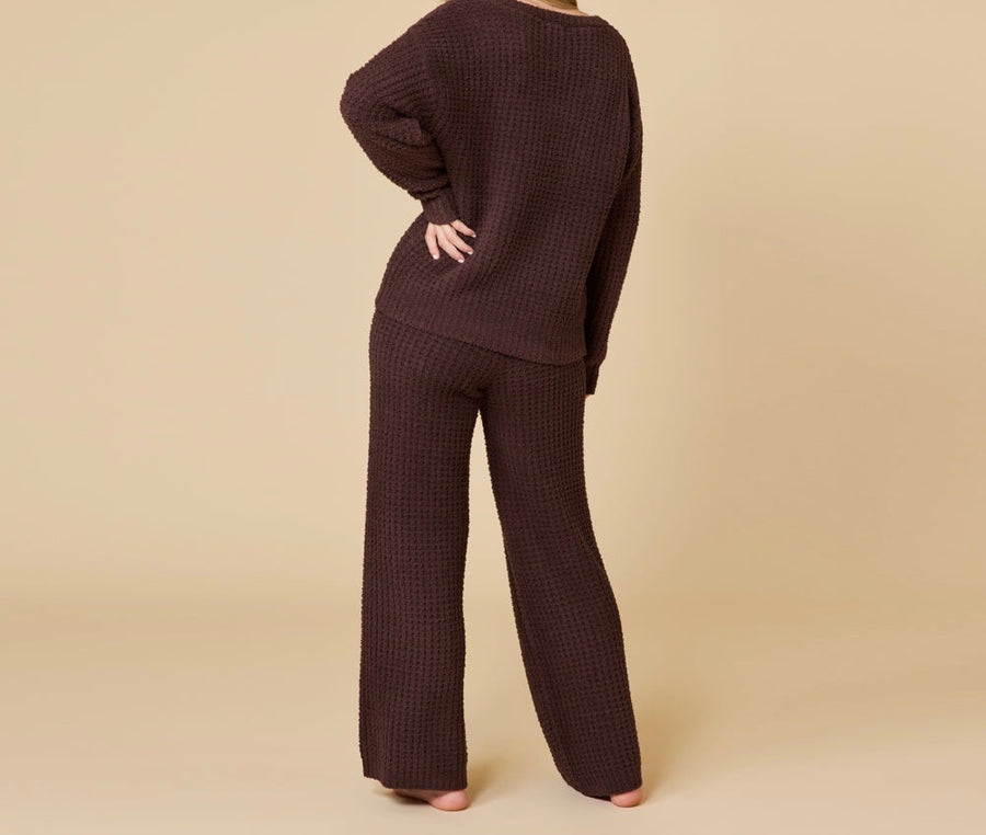 Waffle Marshmallow V-Neck Lounge Top