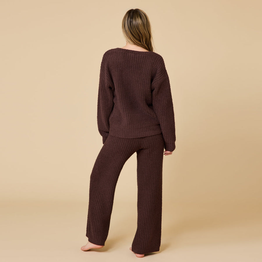 Waffle Marshmallow V-Neck Lounge Top