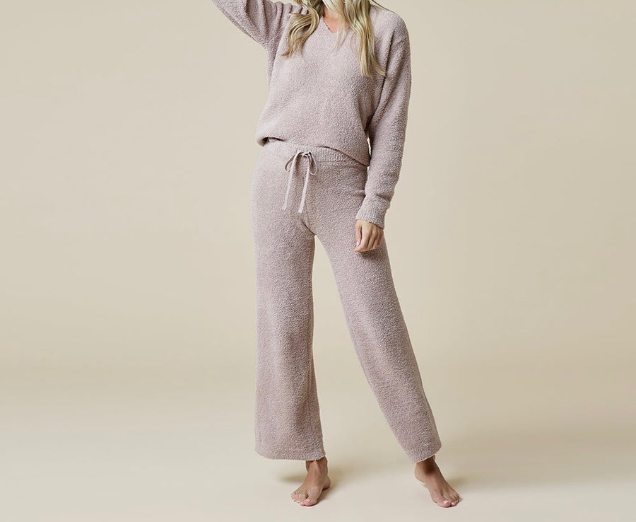 Solid Marshmallow V-Neck Lounge Top