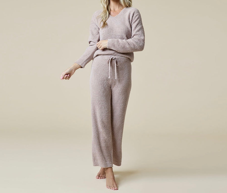 Solid Marshmallow V-Neck Lounge Top