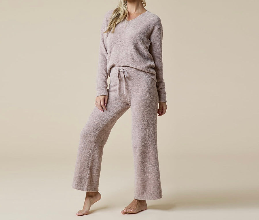 Solid Marshmallow V-Neck Lounge Top