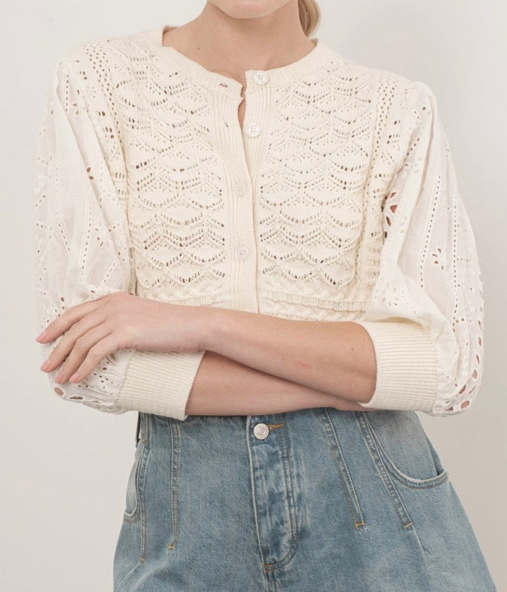 3/4 Sleeve Button Up Cardigan