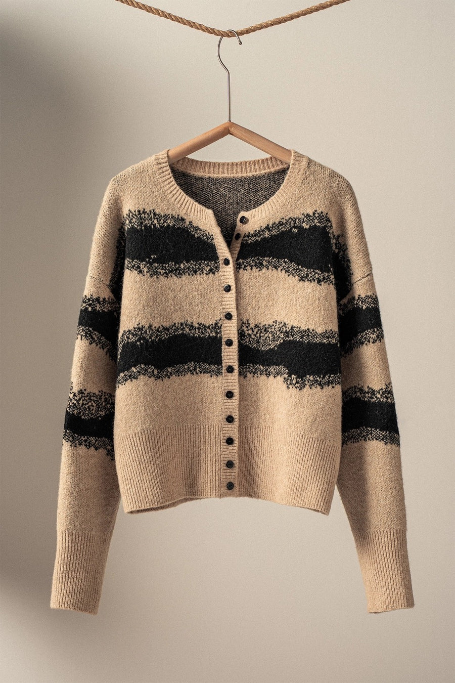 Striped Button Up Knit Cardigan