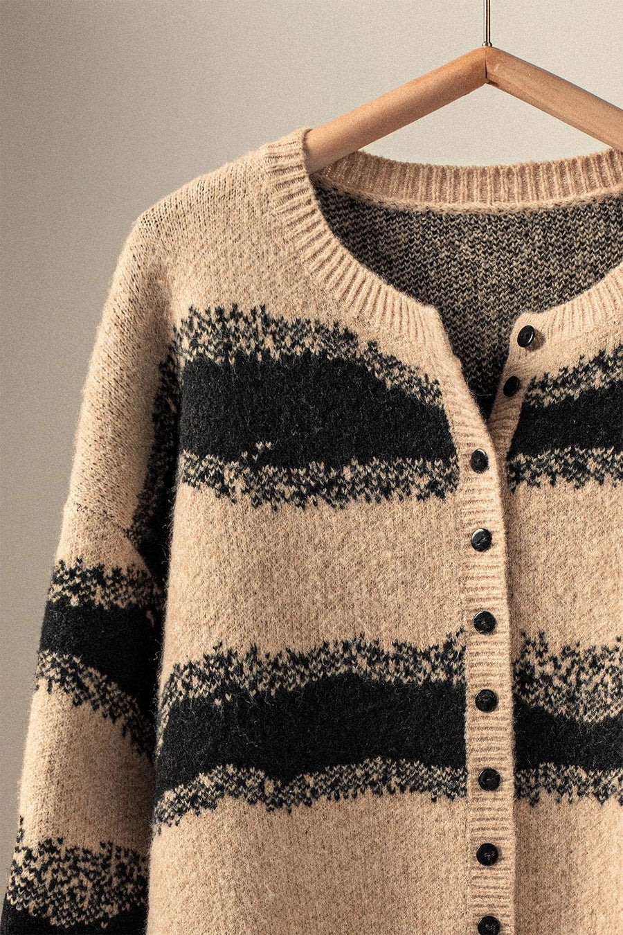 Striped Button Up Knit Cardigan