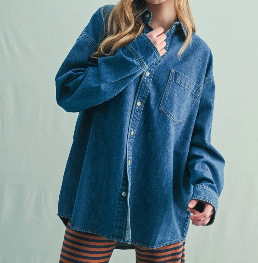 Washed Button Up Denim Shirt