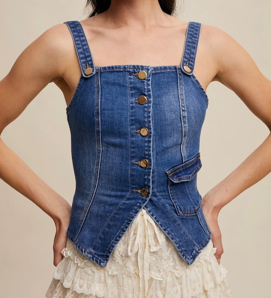 Button Up Denim Top