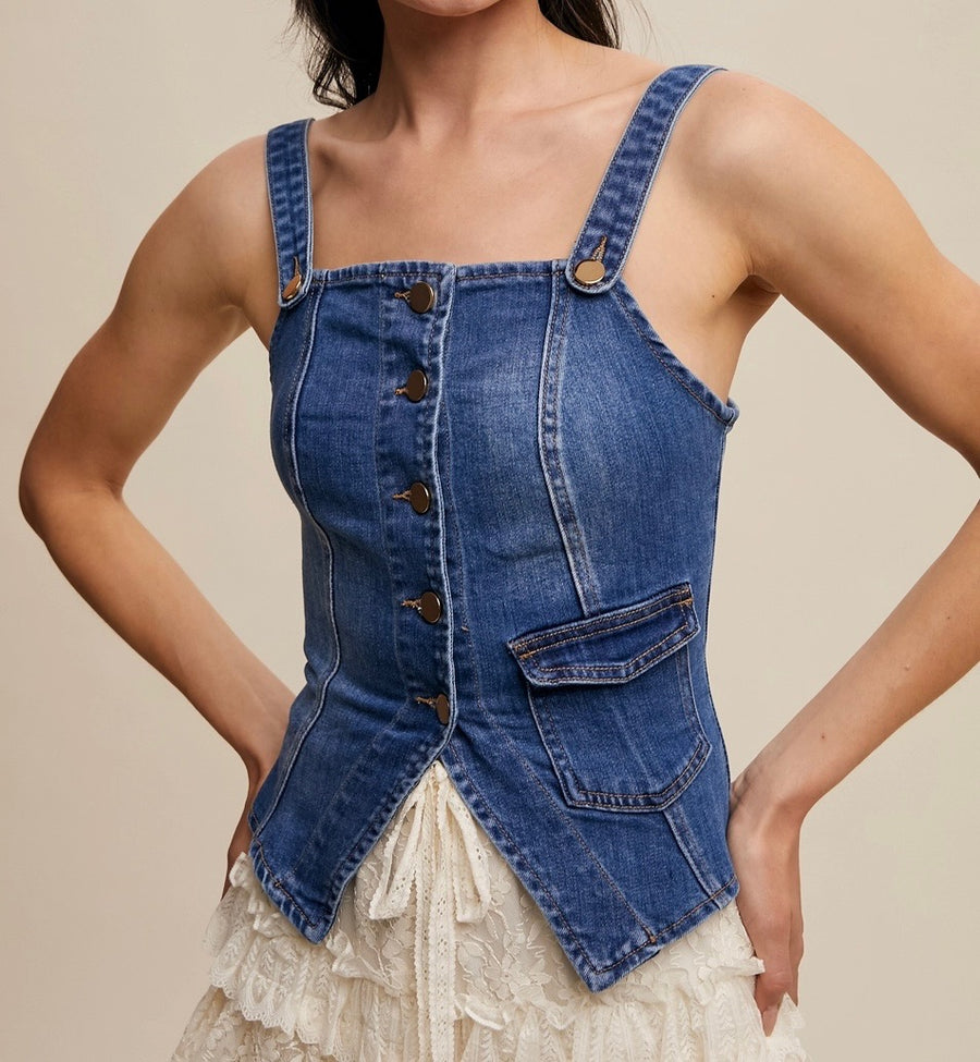 Button Up Denim Top