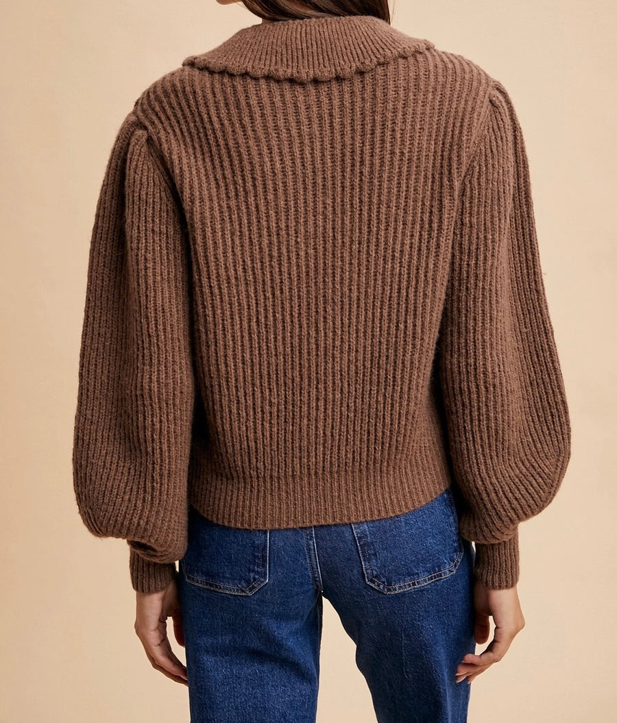 Chunky Collar Knitted Cardigan