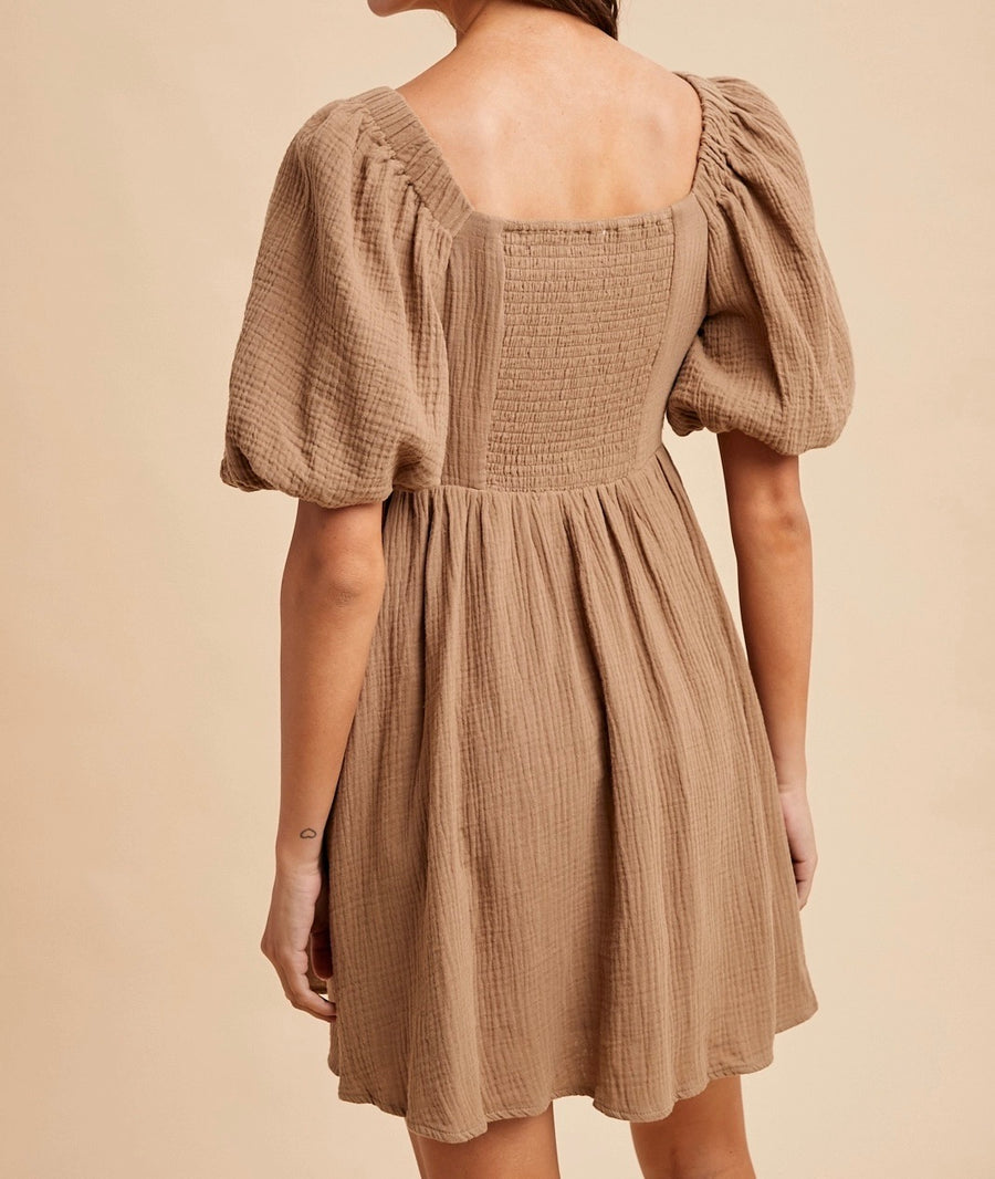 Cotton Box Pleat Mini Dress