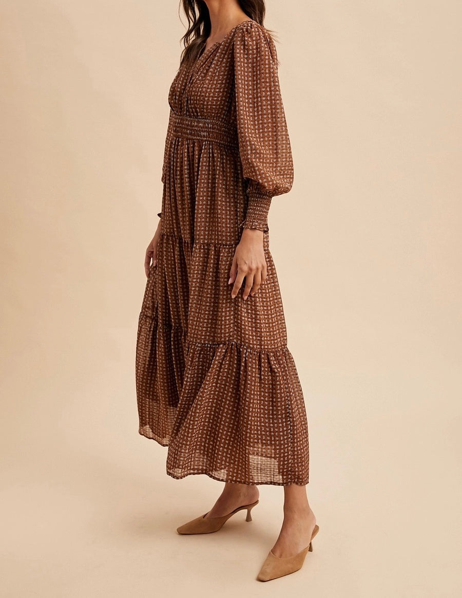 Notched Collar Maxi Dress