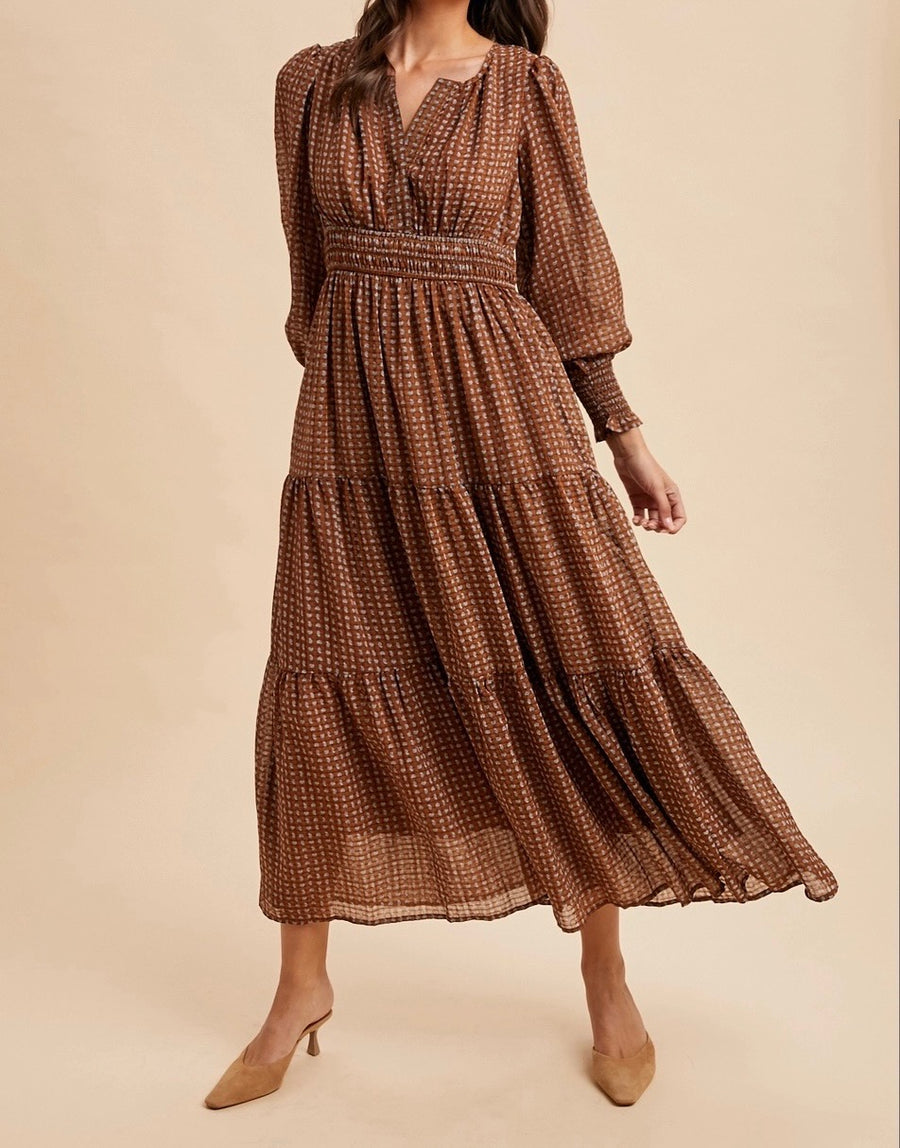 Notched Collar Maxi Dress