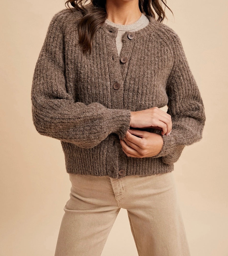 Raglan Sleeve Knitted Cardigan