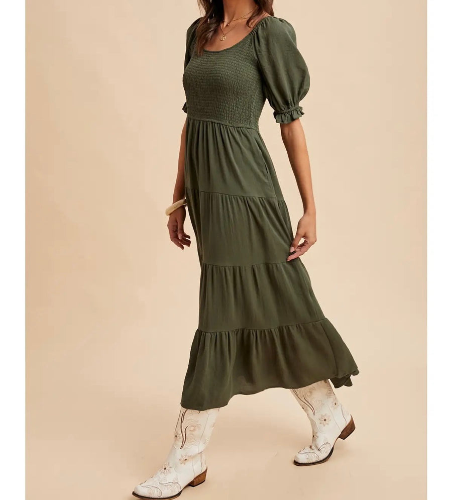 Smocked Tiered Maxi Dress