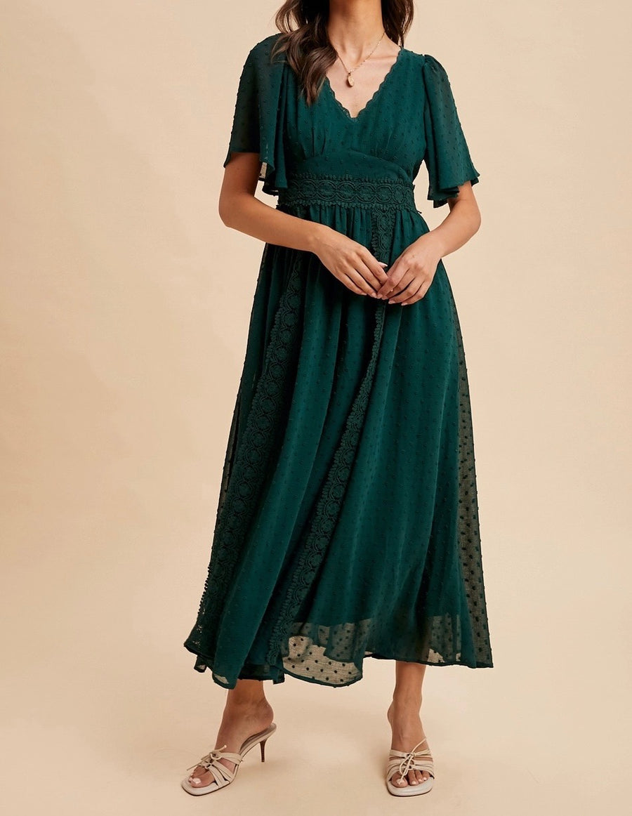 Swiss Dot Lace Maxi Dress