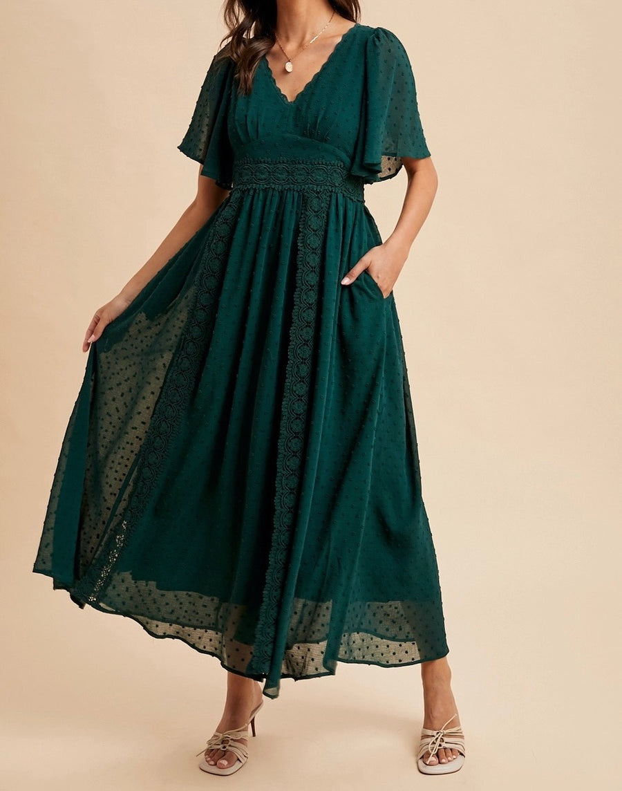 Swiss Dot Lace Maxi Dress