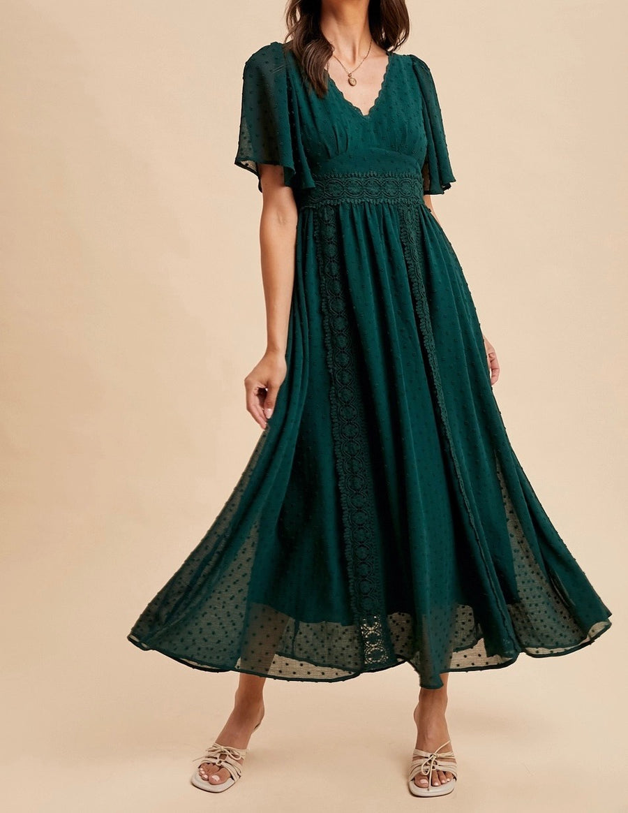 Swiss Dot Lace Maxi Dress