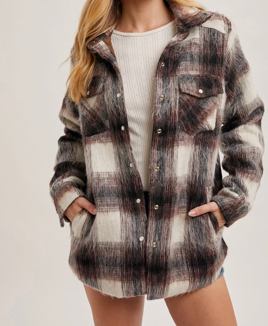 Brushed Flannel Button Down Shacket